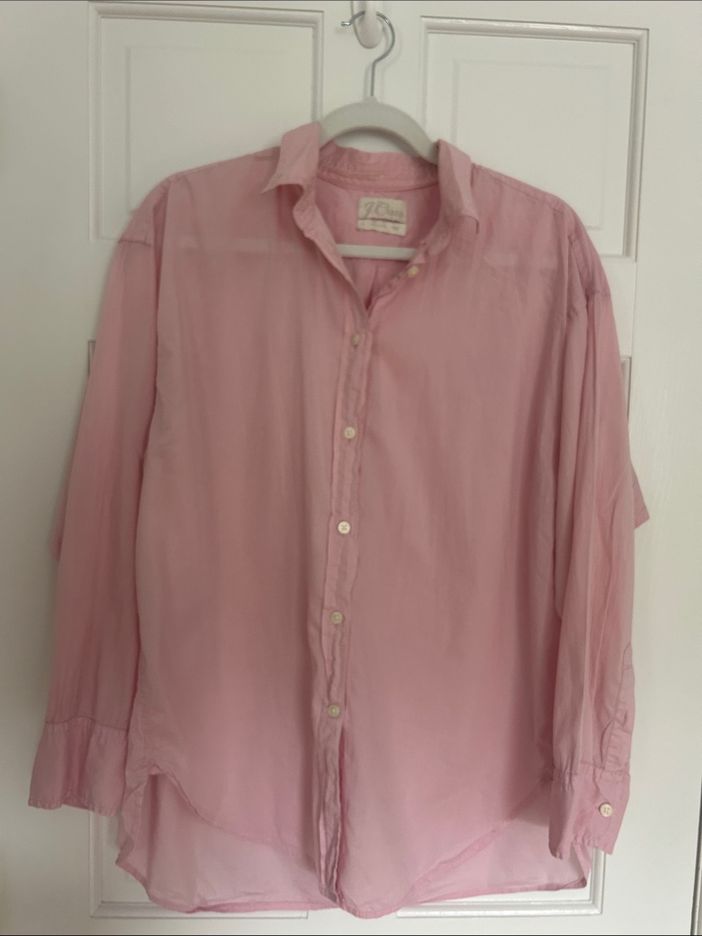 J. Crew Pink Sheer Button-Front Blouse